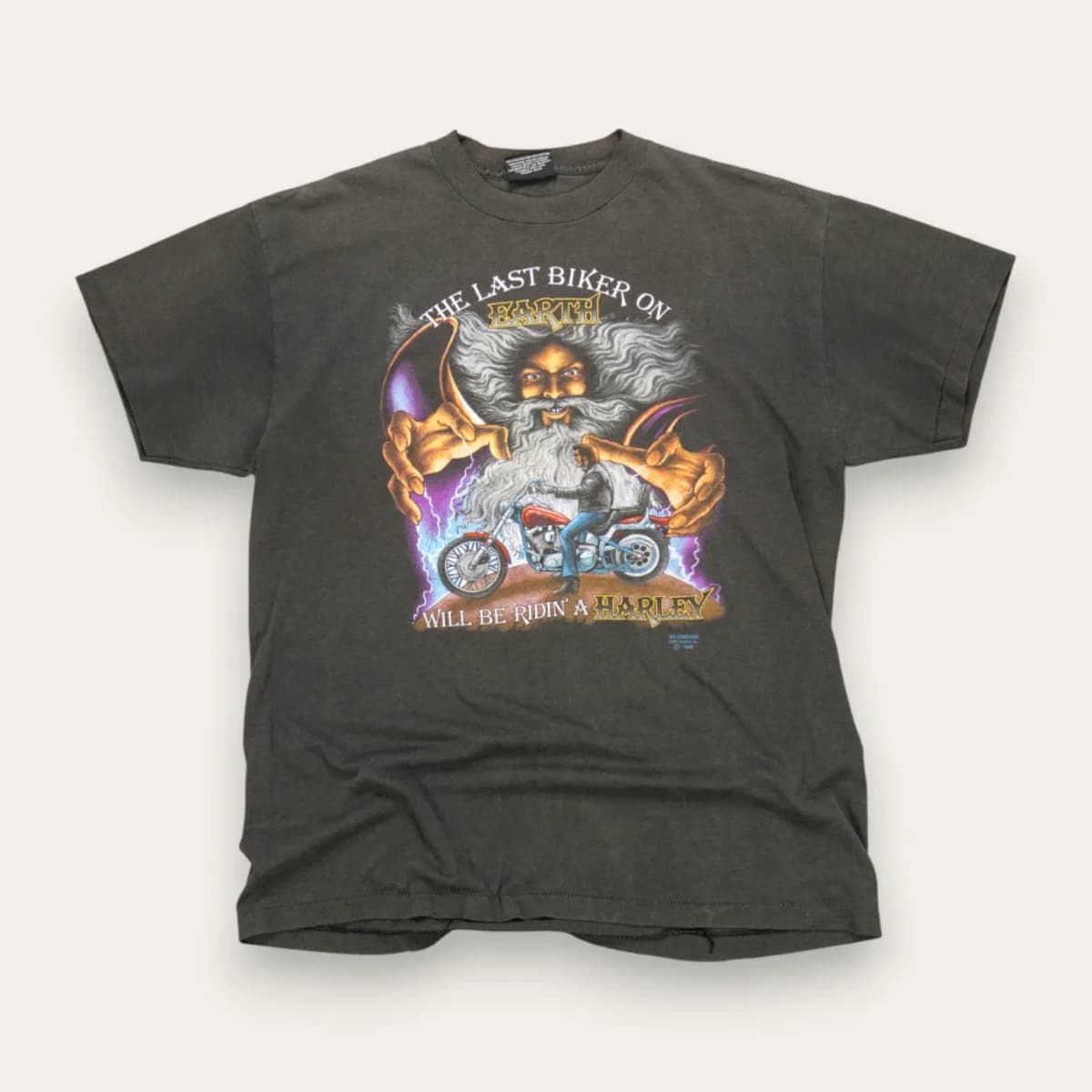 1990 3D Emblem The Last Biker On Early Harley Davdison - XL