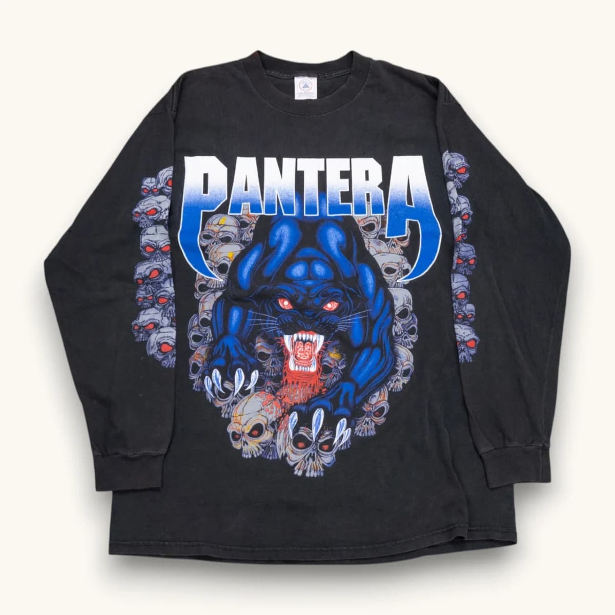 90s Pantera Tatoo Blue Panter Skull Sleeves LS