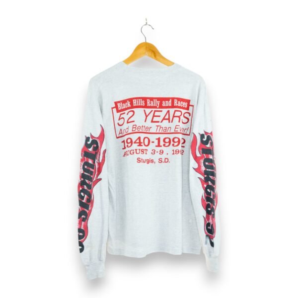 1994 Sturgis Rally Red Flames Heather Gray LS SS - XL - Image 2