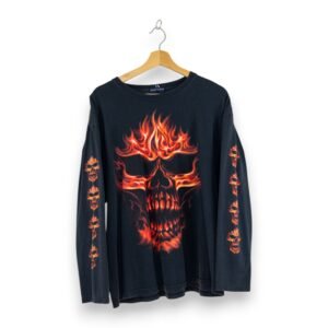 Flame Skull Black LS - L