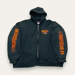 2004 Chicago Gangster Harley Davidson Flame Sleeve Zip Up - XL
