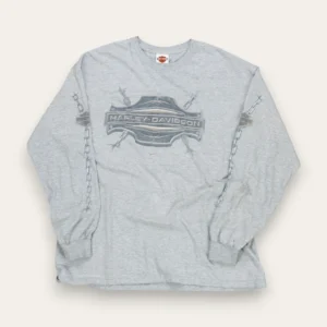2000s Grey Harley Davidson Chain Longsleeve XL